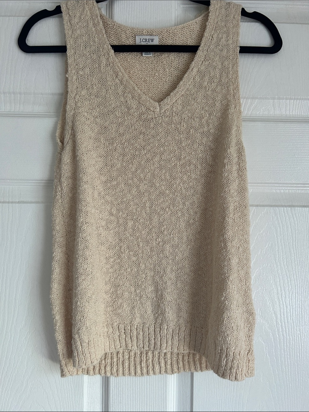 J. Crew Factory Cream Knit V‑Neck Sleeveless Top